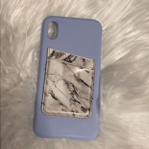 Blue iPhone XS Max case w/ stick on wallet